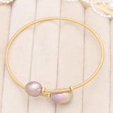 Natural Pearl Bracelet Brass Ring Purple Pearls Charm Bracelet