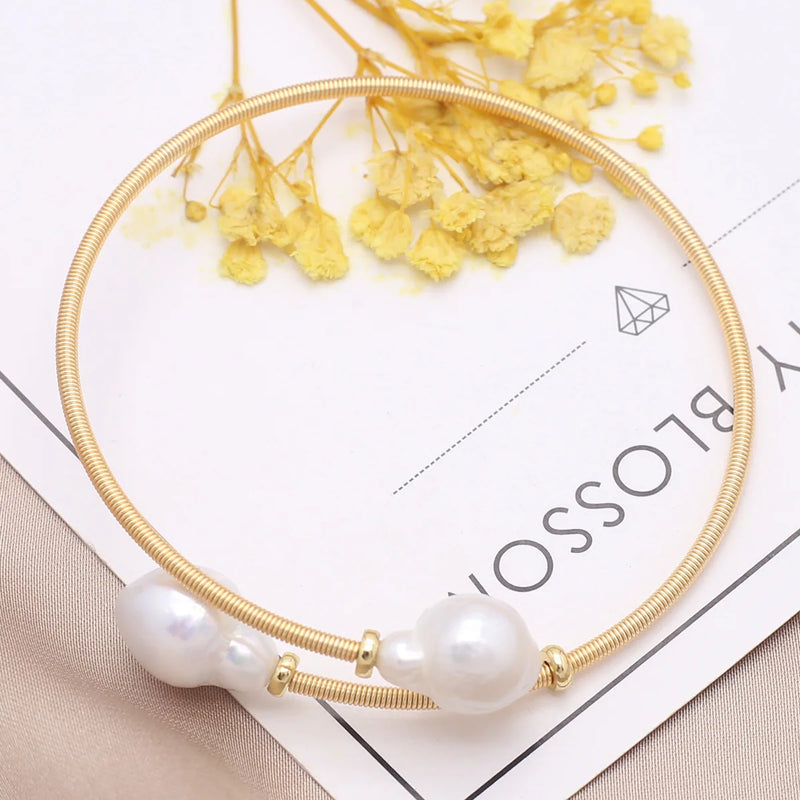Natural Pearl Bracelet Two Rice Pearls Charm Bracelet