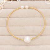 Natural Pearl Bracelet Brass Ring Inlay Charm Bracelet