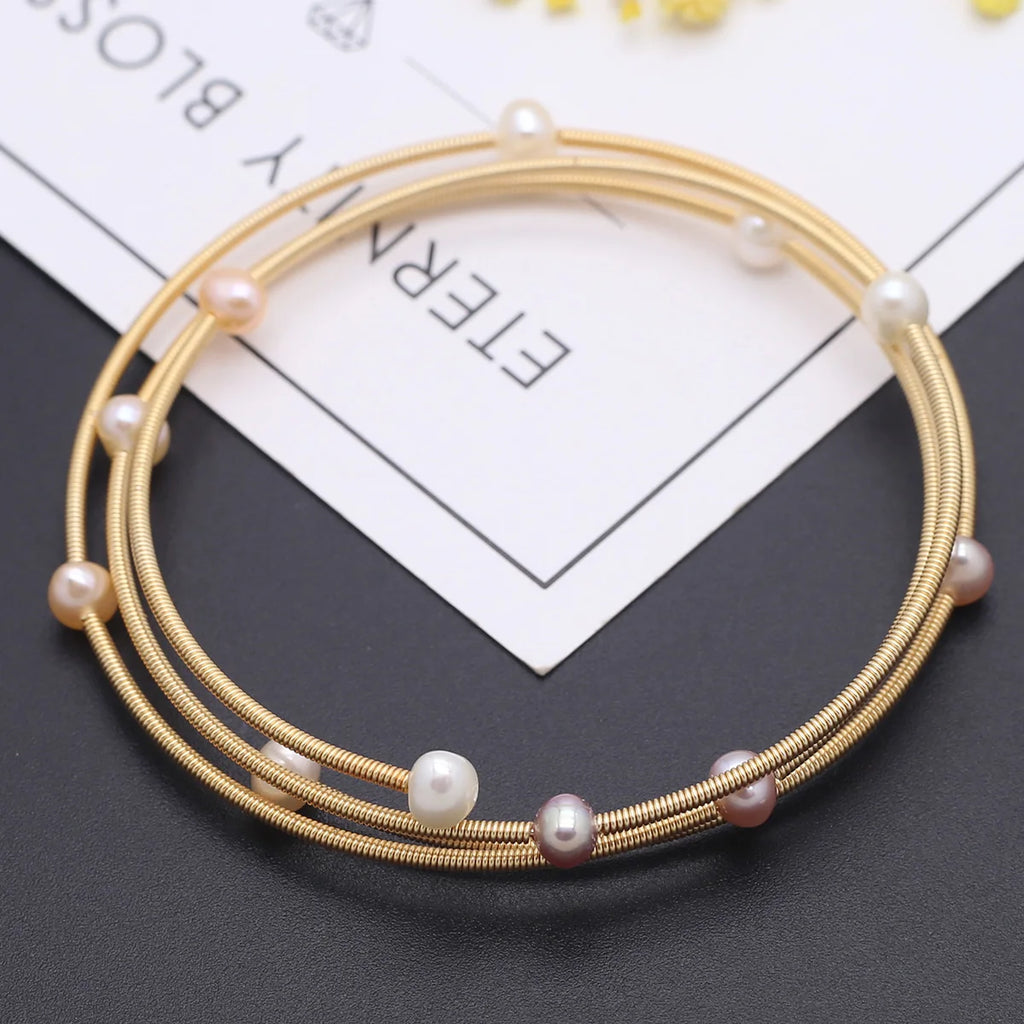 Pearl Bracelet & Brass Ring Set for Men Women