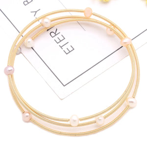 Pearl Bracelet & Brass Ring Set for Men Women