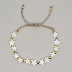 Pearl Evil Eye Beaded Bracelet for Women Men Shell Star Jewelry