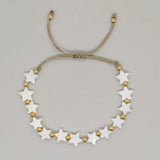 Pearl Evil Eye Beaded Bracelet for Women Men Shell Star Jewelry