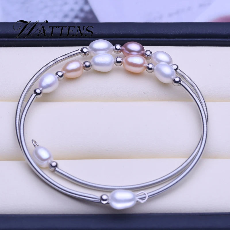 Pink Purple Pearl Double Bracelet Boho Wedding Birthday Gift