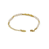 Natural Pearl Brass Plated Zircon Inlaid Bracelet French Style Jewelry