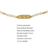 Natural Pearl Brass Plated Zircon Inlaid Bracelet French Style Jewelry