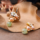 Natural Pearl Chinese Ethnic Shell Flower Earrings For Women