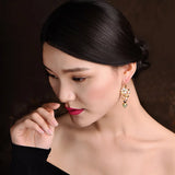 Natural Pearl Chinese Ethnic Shell Flower Earrings For Women