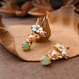 Natural Pearl Chinese Ethnic Shell Flower Earrings For Women