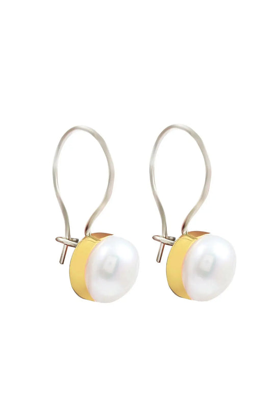 Natural Pearl Cubic Zirconia Silver Women Earrings 925 Sterling Mini Earrings