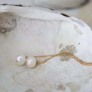 Vintage Natural Pearl Drop Earrings Two Hole Tassel Oorbellen