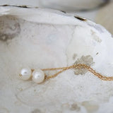Vintage Natural Pearl Drop Earrings Two Hole Tassel Oorbellen