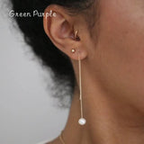 Vintage Natural Pearl Drop Earrings Two Hole Tassel Oorbellen