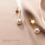 Pearl Drop Earrings S925 Sterling Silver Boho Jewelry French Earrings