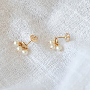 Natural Pearl 14K Filled Circle Earrings Fine Jewelry Vintage Women Earrings