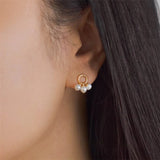 Natural Pearl 14K Filled Circle Earrings Fine Jewelry Vintage Women Earrings