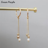 Natural Pearl Circle Earrings Wrap Brincos Minimalism Pendientes
