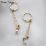 Natural Pearl Circle Earrings Wrap Brincos Minimalism Pendientes