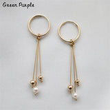 Natural Pearl Circle Earrings Wrap Brincos Minimalism Pendientes