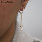 Natural Pearl Circle Earrings Wrap Brincos Minimalism Pendientes