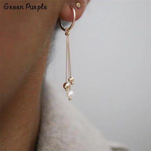 Natural Pearl Circle Earrings Wrap Brincos Minimalism Pendientes