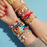 Baroque Pearl Evil Eye Bracelet Stainless Steel Beads Weave Bangle