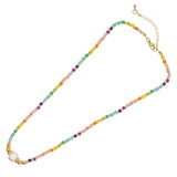 Natural Pearl Stainless Steel Choker Necklace Rainbow Pendant