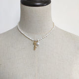 Natural Pearl Name Pendant Short Necklace Stainless Steel Chain 
