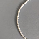Natural Pearl Name Pendant Short Necklace Stainless Steel Chain 