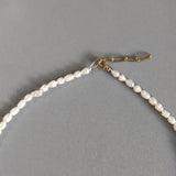 Natural Pearl Name Pendant Short Necklace Stainless Steel Chain 