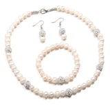 Natural Pearl Potato Bead Jewelry Set - Necklace Bracelet Earring