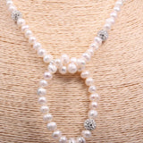 Natural Pearl Potato Bead Jewelry Set - Necklace Bracelet Earring