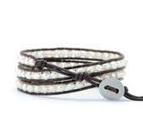 Freshwater Pearl 3X Leather Wrap Bracelet Pearl Bracelet