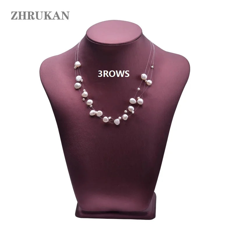 Real Freshwater Baroque Pearl Necklace DIY Wedding Party Jewelry Gift