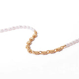 Pearl Necklace Brass Plated Chain Vintage Women Jewelry