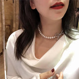 Natural Pearl Necklace Clavicle Bow Tie Short Micro Inlay Zircon Choker