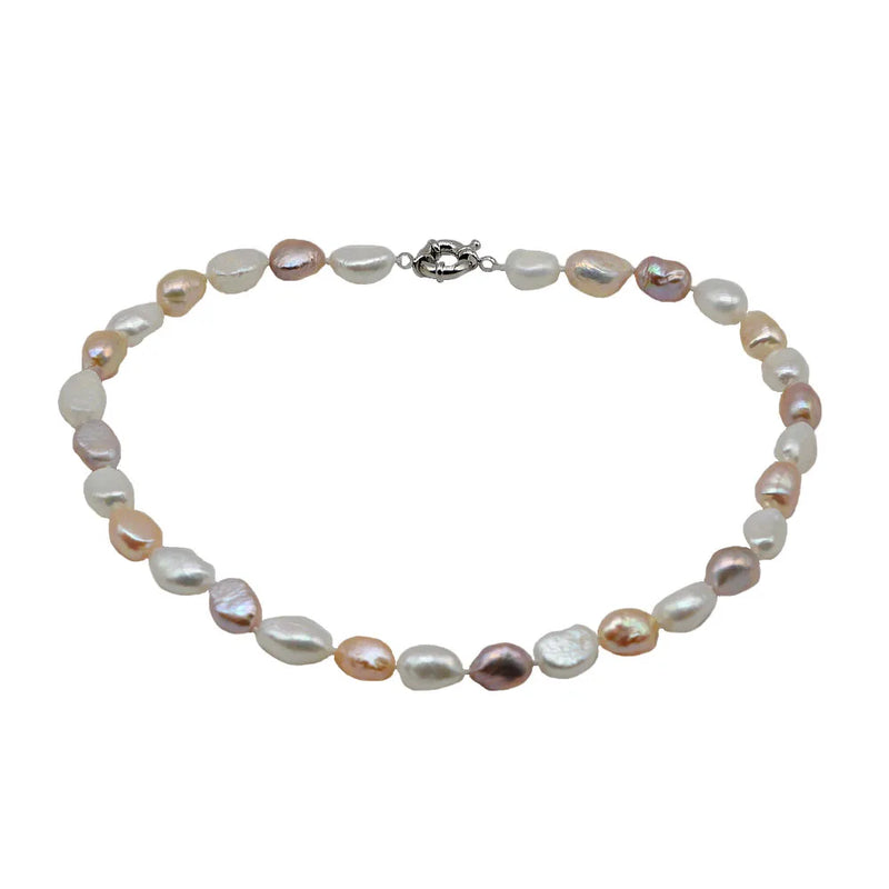 Baroque Pearl Necklace Pink Purple Wedding Jewelry Women