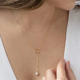 Natural Pearl Necklace 14K Filled Choker Pendants Boho Collier Femme Kolye