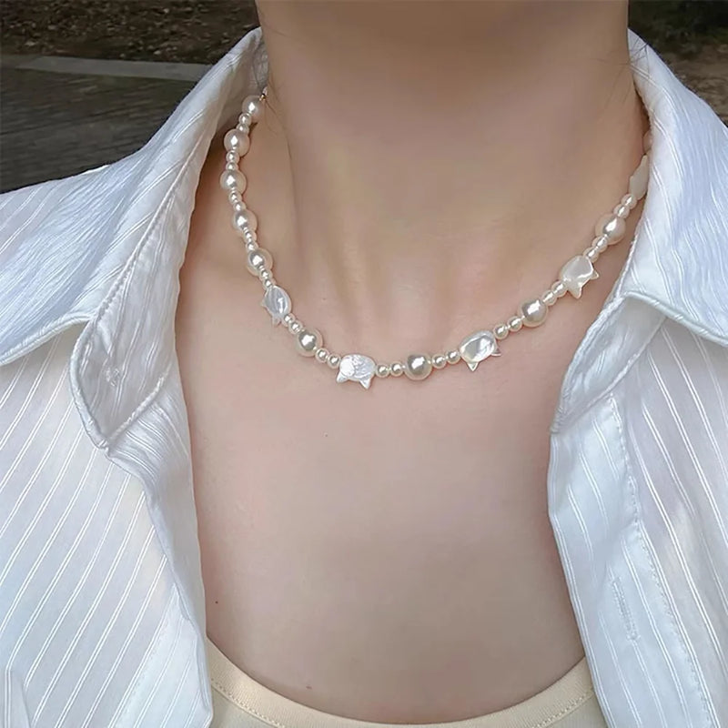 Natural Pearl Necklaces For Women Cat Head Beads Womens Choker Necklaces