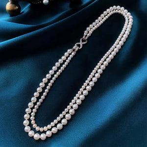 Natural Pearl Double Layered Beading Necklace for Women