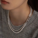 Natural Pearl Double Layered Beading Necklace for Women