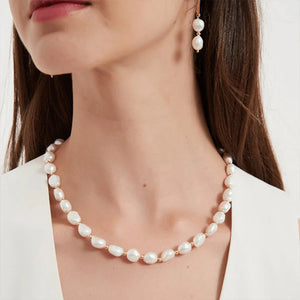Natural Pearl Necklace Freshwater Beaded Choker Wedding Jewelry Gift