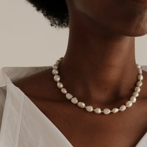 Natural Pearl Necklace Freshwater Beaded Choker Wedding Jewelry Gift