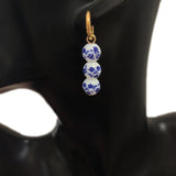 Chinese Style Natural Pearl Pendant Earrings with Ceramic Beads