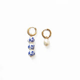 Chinese Style Natural Pearl Pendant Earrings with Ceramic Beads