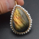 Freshwater Pearl Pendant Copper Wire Water Droplet Shape Jewelry