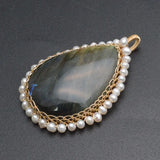 Freshwater Pearl Pendant Copper Wire Water Droplet Shape Jewelry