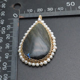 Freshwater Pearl Pendant Copper Wire Water Droplet Shape Jewelry