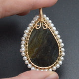 Freshwater Pearl Pendant Copper Wire Water Droplet Shape Jewelry