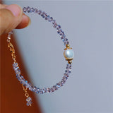 Purple Crystal Charm Bracelet Vintage Style Beaded Jewelry Gift